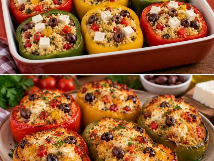 Peperoni Ripieni di Cous Cous, Feta e Olive Taggiasche