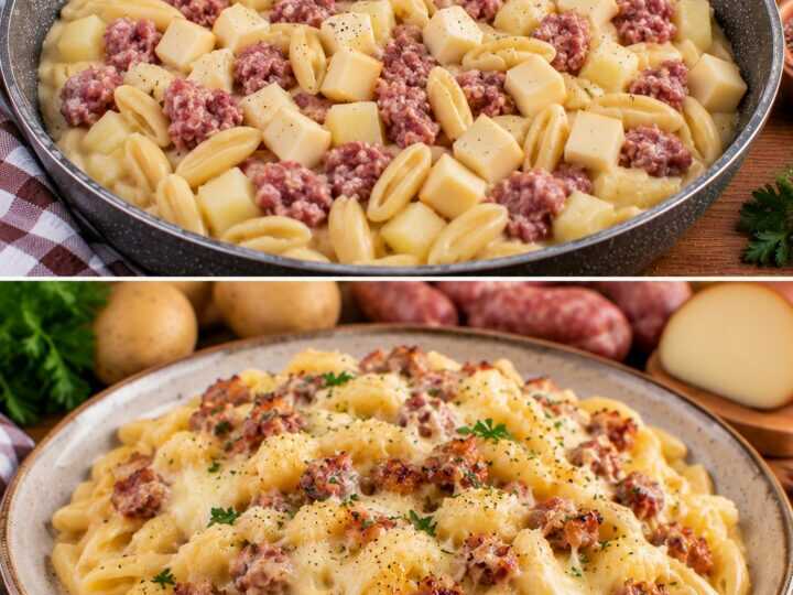Cavatelli con Crema di Patate, Salsiccia e Provola Affumicata