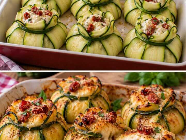 Fagottini di Zucchine con Stracchino, Pomodori Secchi e Basilico