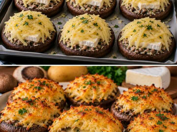 Funghi Portobello in Crosta di Patate con Cuore di Brie