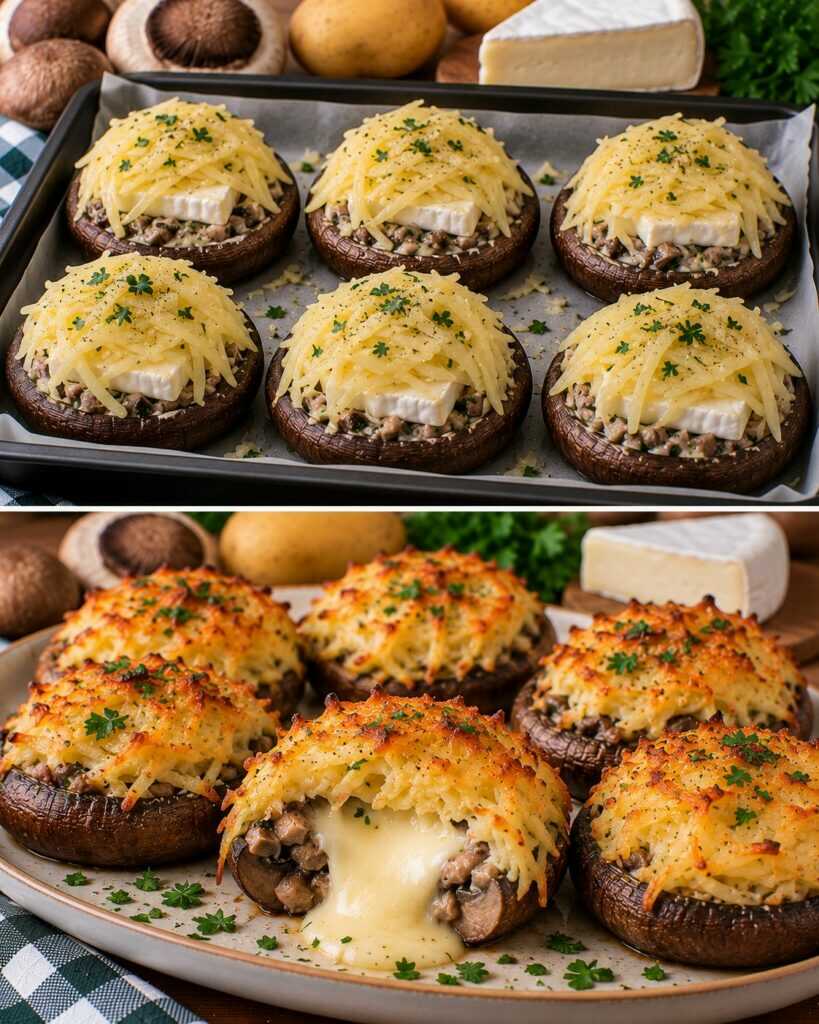 Funghi Portobello in Crosta di Patate con Cuore di Brie