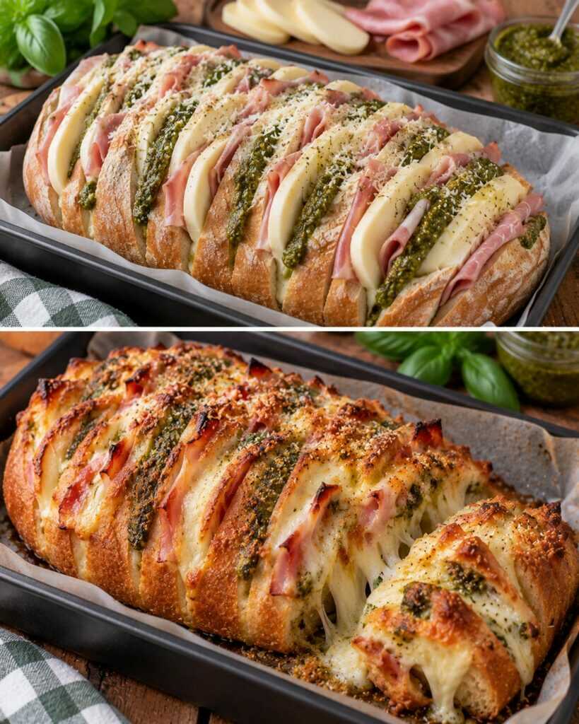 🍞 Pane a Fisarmonica con Prosciutto Cotto, Scamorza e Pesto