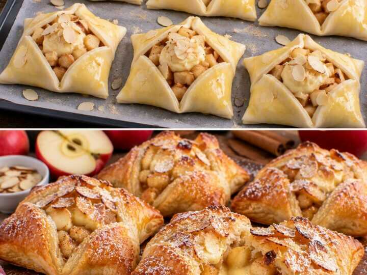 Fagottini Dolci di Sfoglia con Mele, Crema alla Cannella e Mandorle