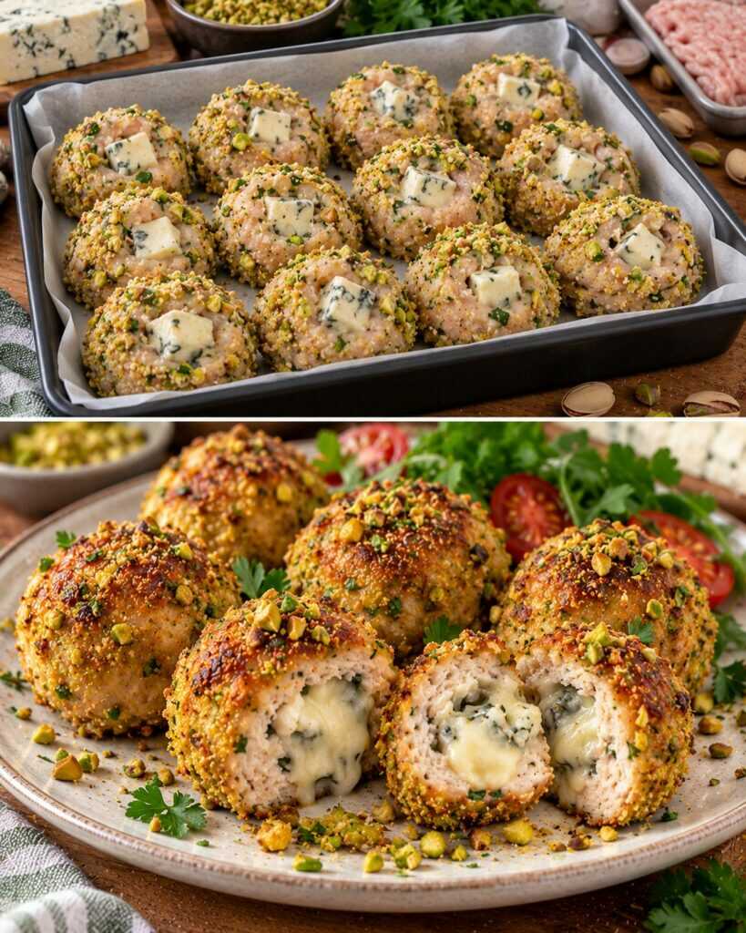 🧀 Polpette di Tacchino con Cuore di Gorgonzola e Crosta di Pistacchi