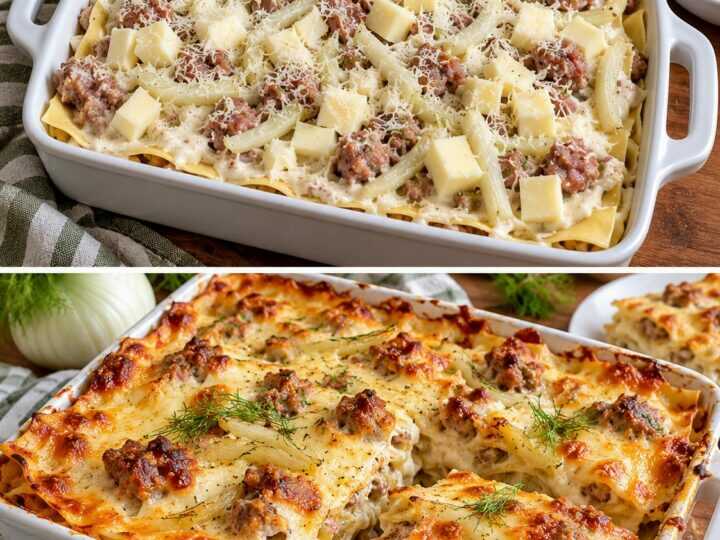 Lasagnetta Bianca con Finocchi, Salsiccia e Provola