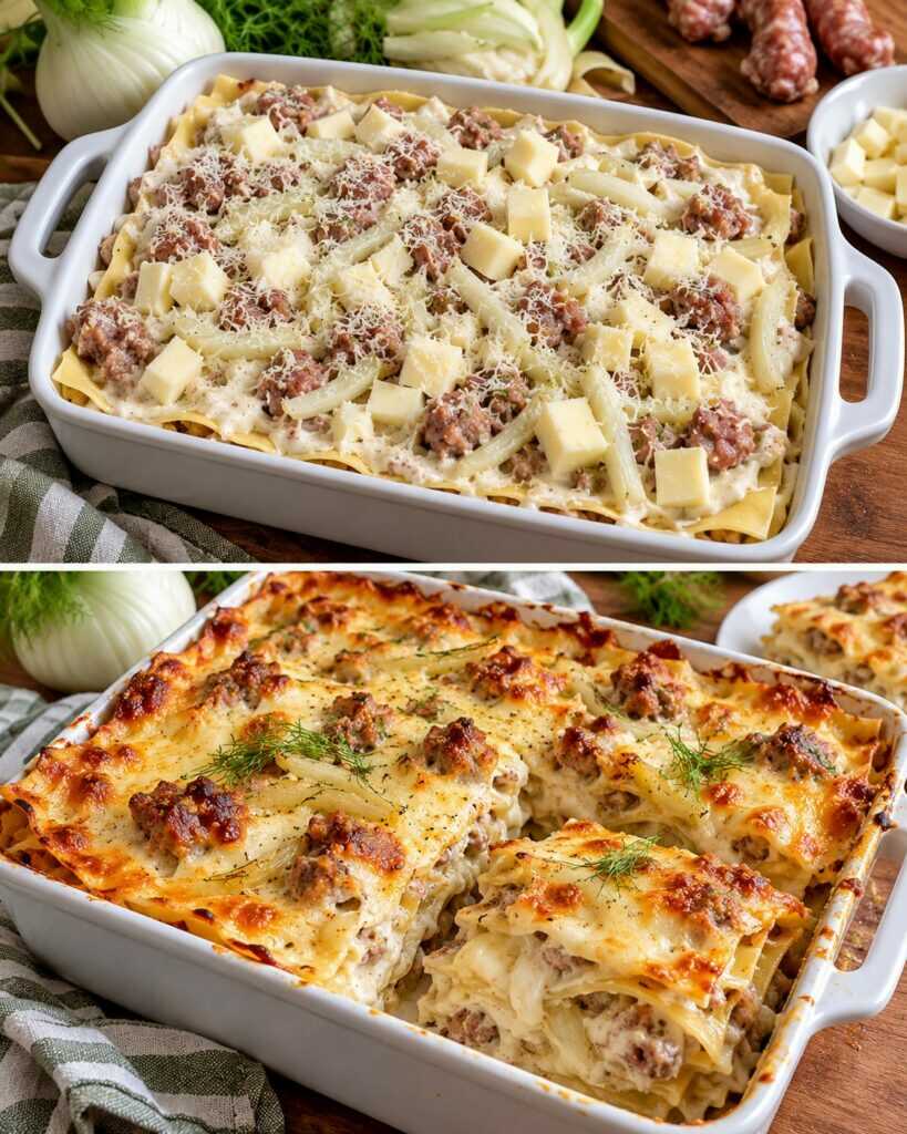Lasagnetta Bianca con Finocchi, Salsiccia e Provola