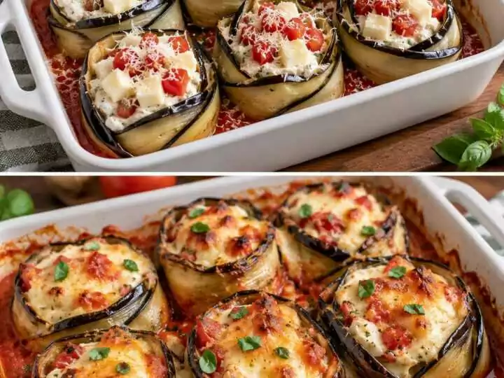 Melanzane a Rosetta Ripiene di Ricotta, Provola e Pomodoro