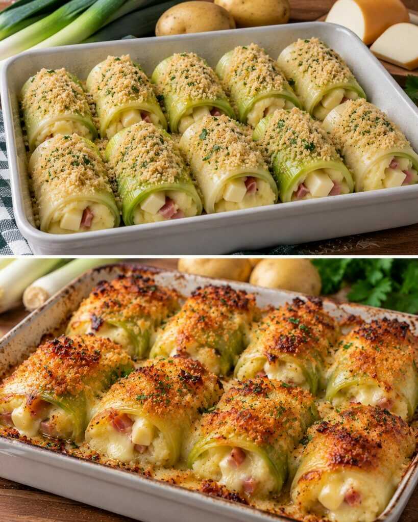Porri Arrotolati con Patate, Provola Affumicata e Crosta Croccante