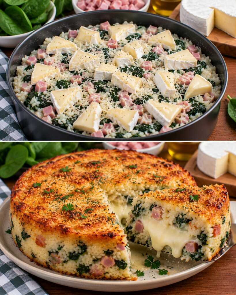 Sformato di Riso con Spinaci, Prosciutto Cotto e Cuore di Brie