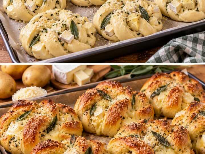 Treccine di Pane alle Patate con Parmigiano, Salvia e Cuore di Brie