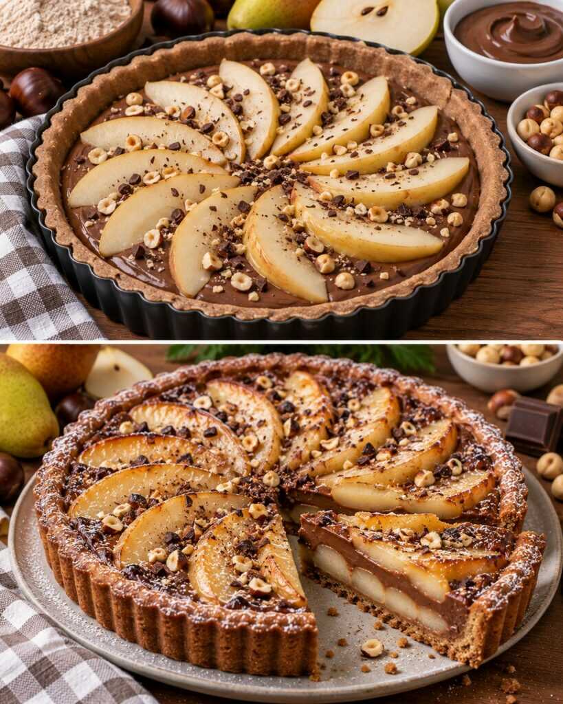 Crostata alla Farina di Castagne con Crema di Pere e Cioccolato Gianduia