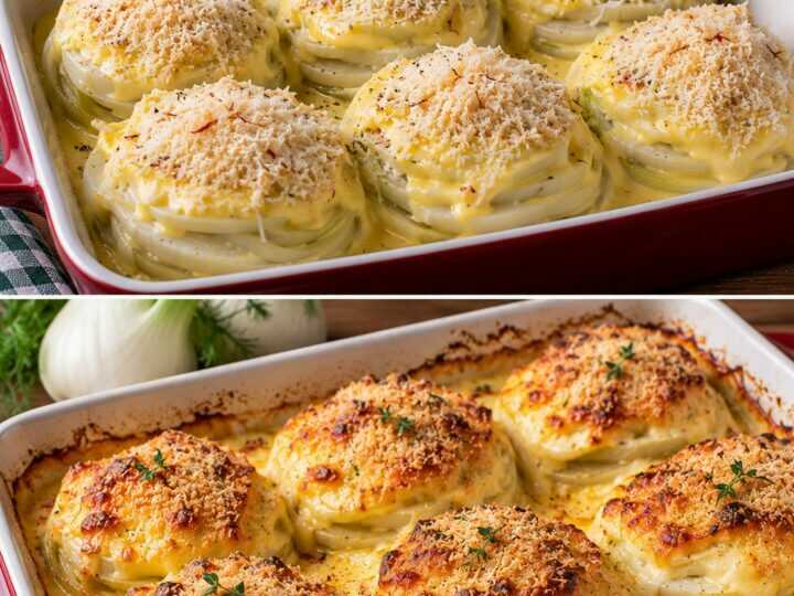 Finocchi a Millefoglie con Besciamella allo Zafferano e Parmigiano