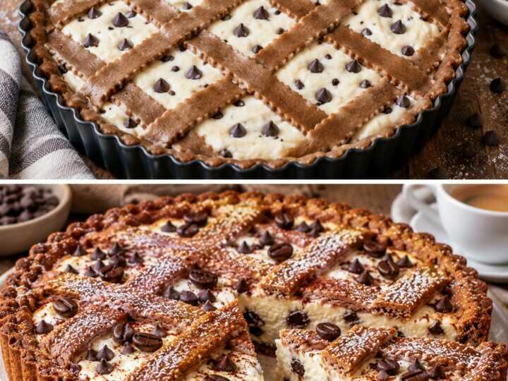 Crostata al Caffè con Crema di Ricotta e Gocce di Cioccolato