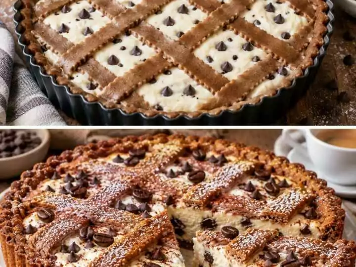 Crostata al Caffè con Crema di Ricotta e Gocce di Cioccolato