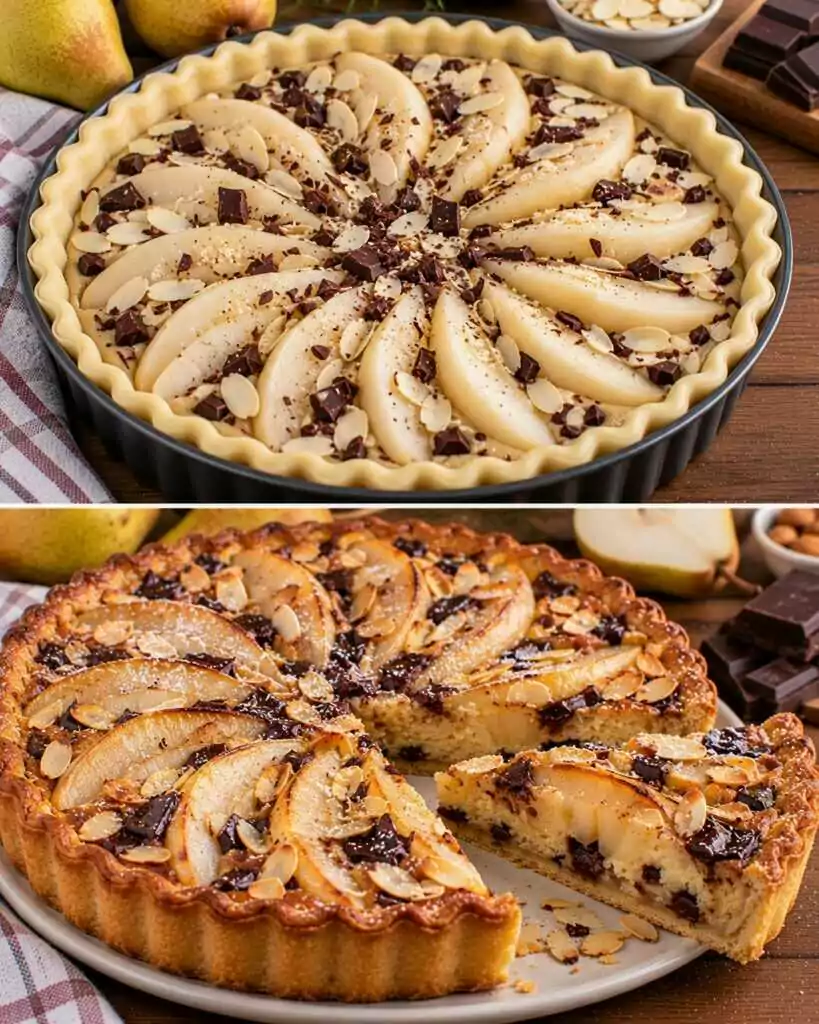 Crostata Frangipane alle Pere con Cioccolato Fondente e Mandorle