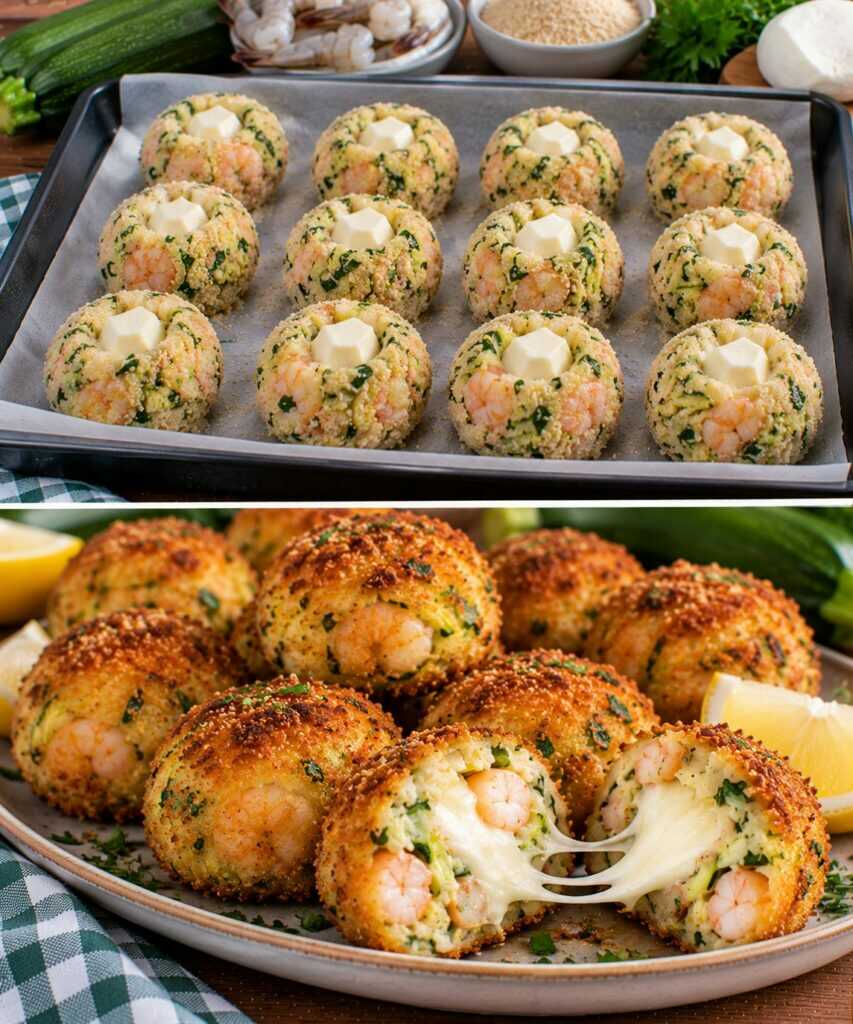 Polpette di Gamberi e Zucchine con Cuore di Mozzarella Filante