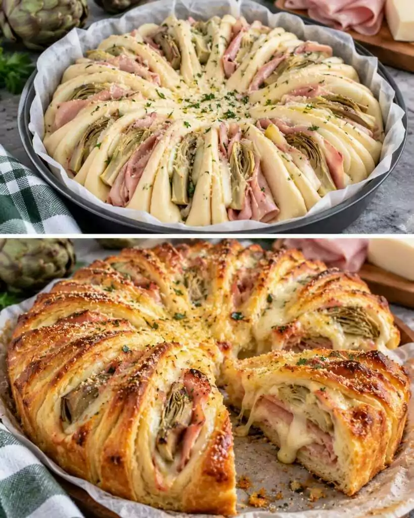 Torta Salata a Fisarmonica con Carciofi, Mortadella e Provola