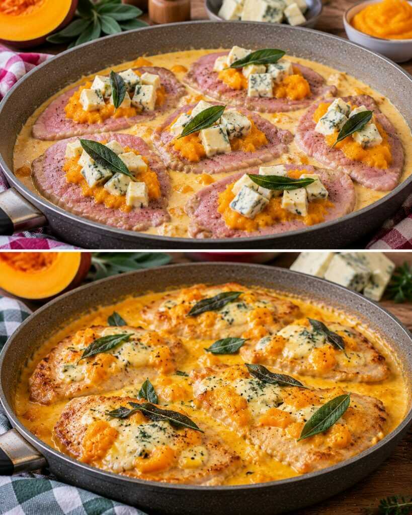 Scaloppine di Vitello con Crema di Zucca, Gorgonzola e Salvia 🎃🧀
