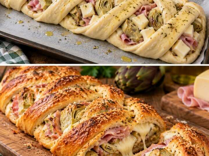 Pizza a Treccia con Carciofi, Prosciutto Cotto e Cuore di Provola