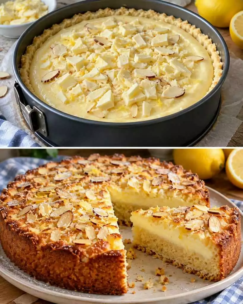 Torta di Mandorle con Crema al Limone e Cioccolato Bianco