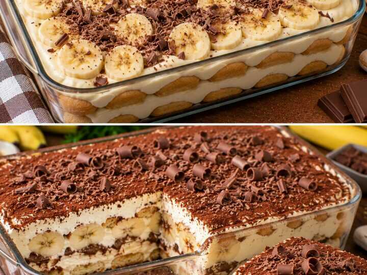 🍌 Tiramisù alla Banana con Crema al Mascarpone e Cioccolato al Latte