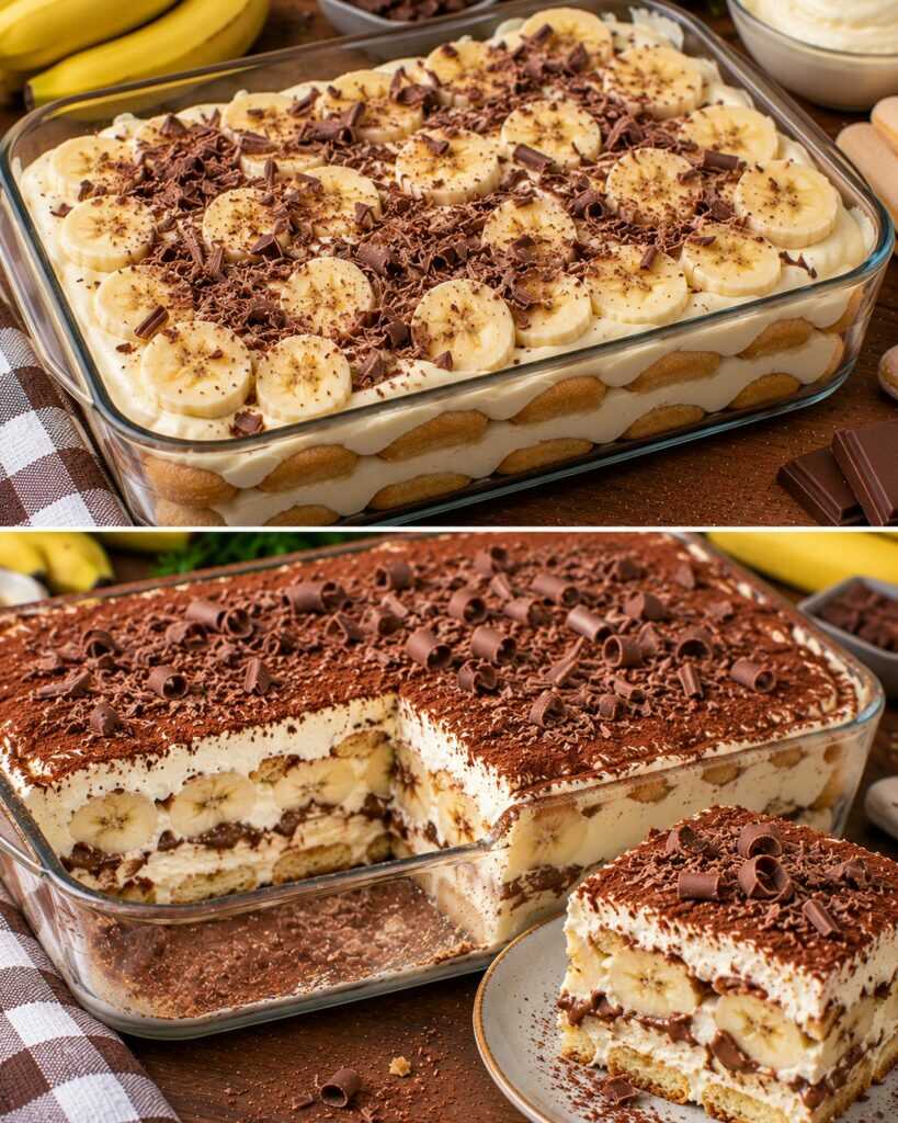 🍌 Tiramisù alla Banana con Crema al Mascarpone e Cioccolato al Latte