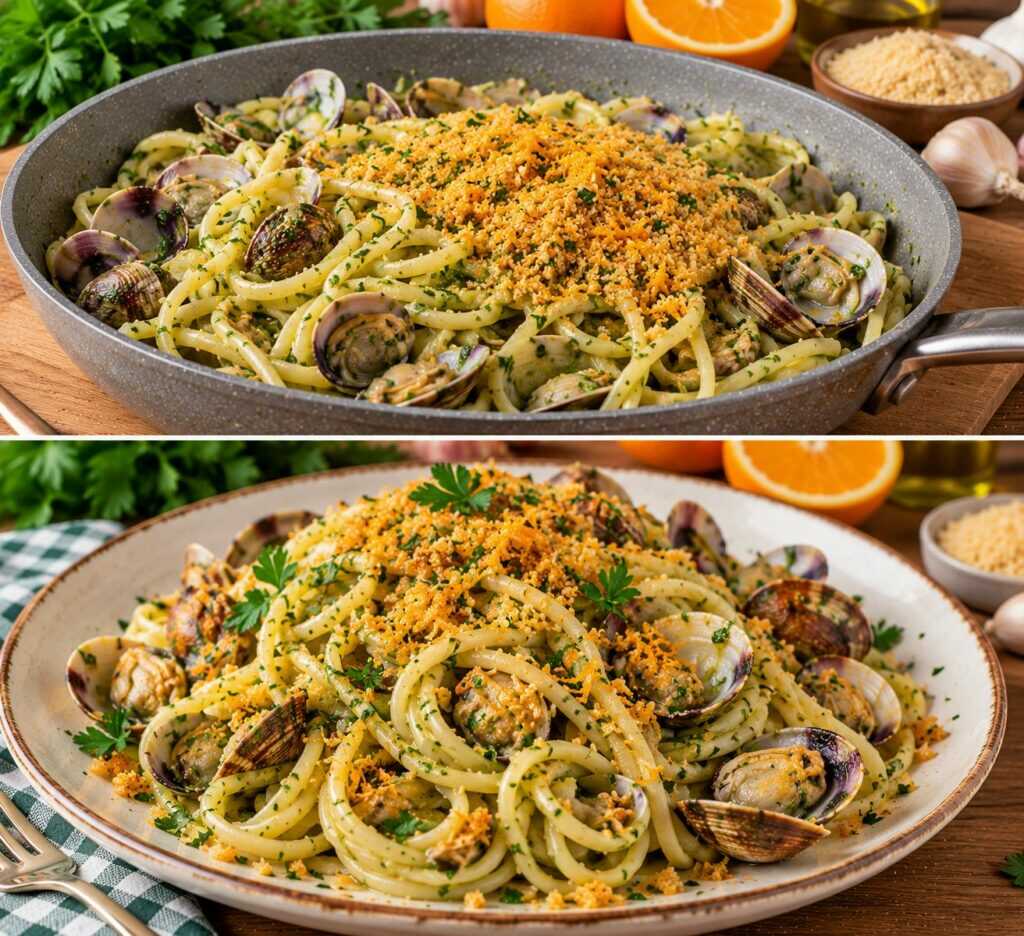 🍝 Linguine con Pesto di Prezzemolo, Vongole e Pangrattato all&rsquo;Arancia