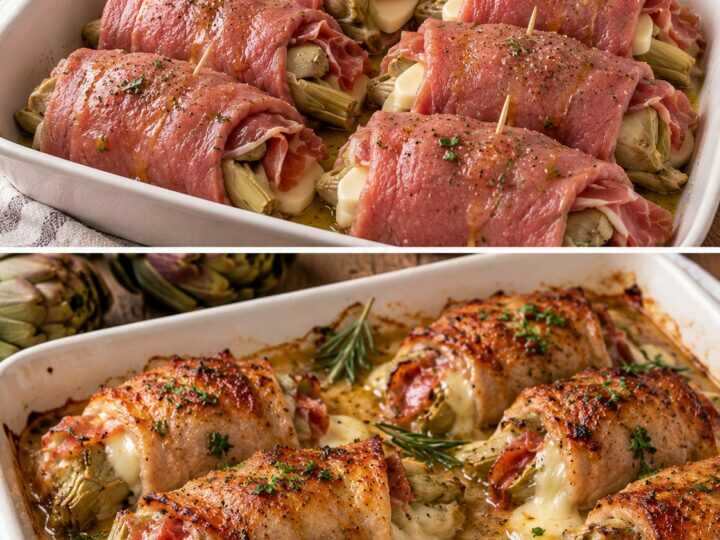 Involtini di Vitello con Carciofi, Scamorza e Prosciutto Crudo