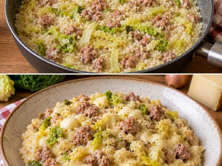Risotto alla Verza con Salsiccia e Provola Affumicata