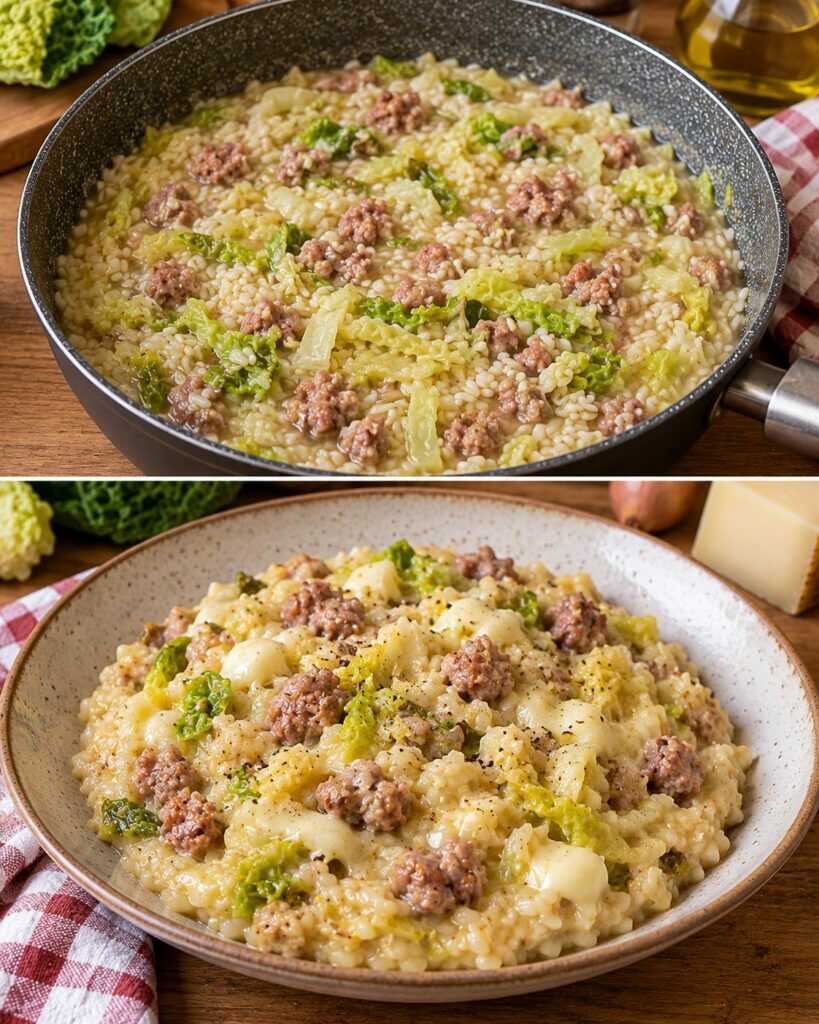 Risotto alla Verza con Salsiccia e Provola Affumicata