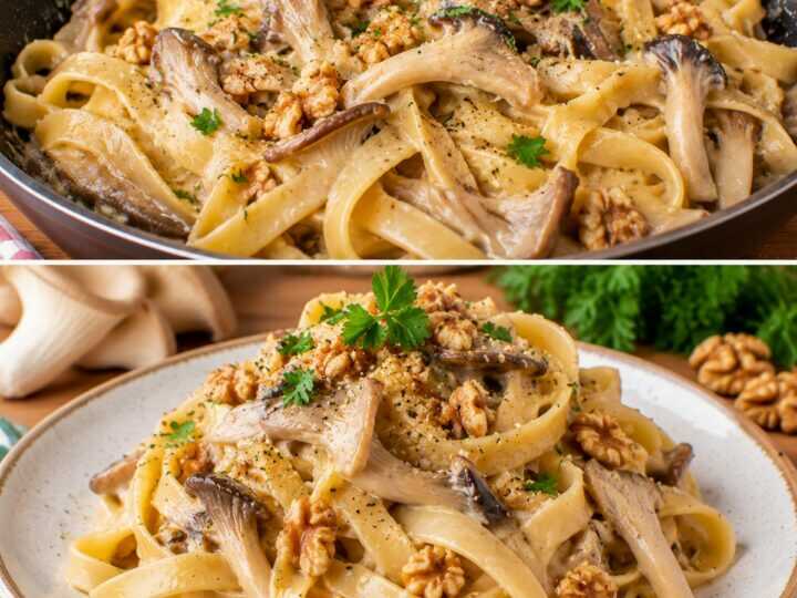 Tagliatelle con Crema di Funghi Pleurotus, Mascarpone e Noci Tostate: Cremose, Profumate e Irresistibili