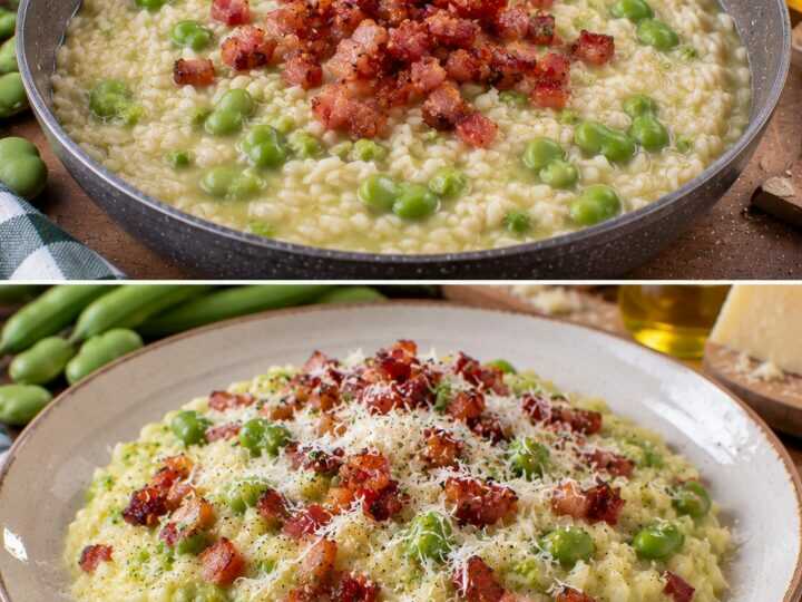 Risotto alla Crema di Fave con Pancetta Croccante e Pecorino Romano