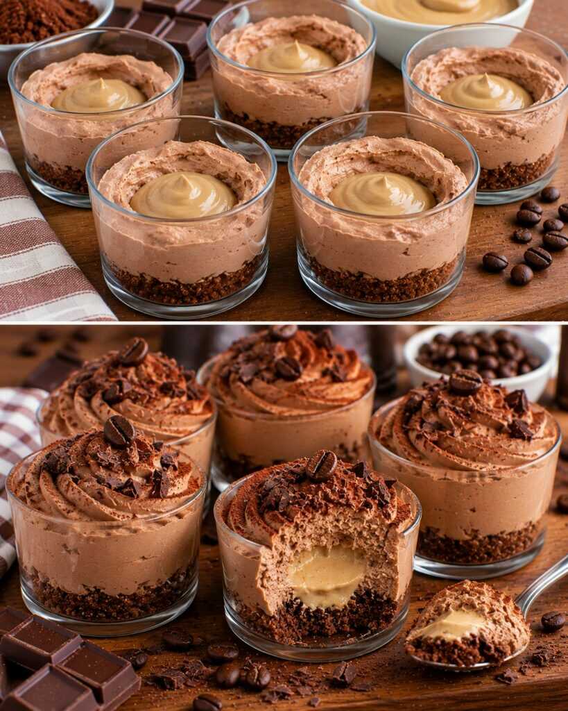 Mousse al Cioccolato al Latte con Cuore di Crema al Caffè