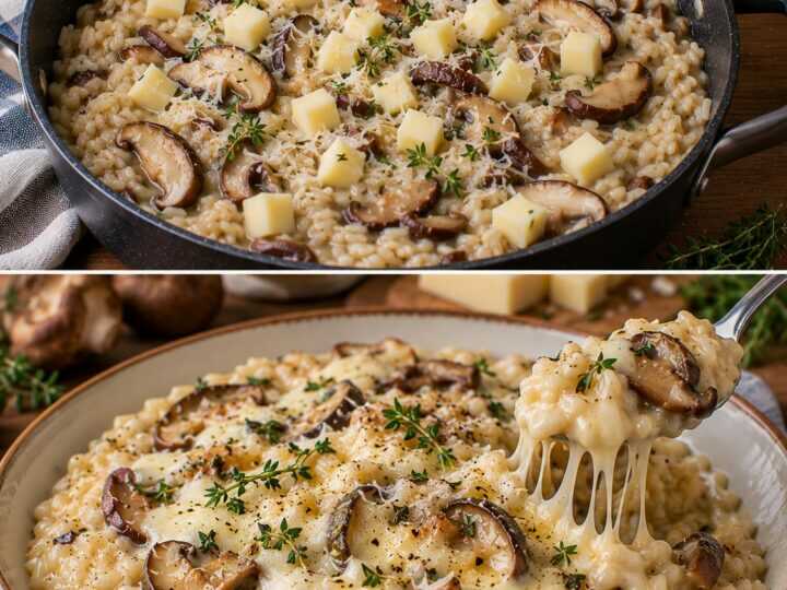 Risotto ai Funghi Shiitake con Fonduta di Asiago e Timo Fresco