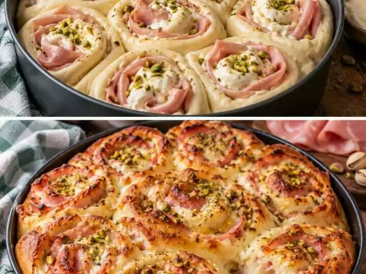 Focaccia a Rosette Ripiene di Mortadella, Stracchino e Pistacchi