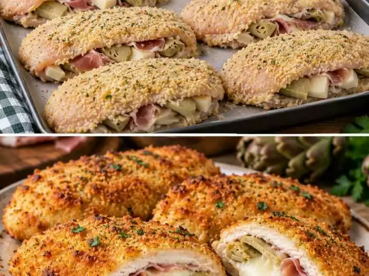 Cotolette di Pollo Ripiene di Carciofi, Prosciutto e Provola