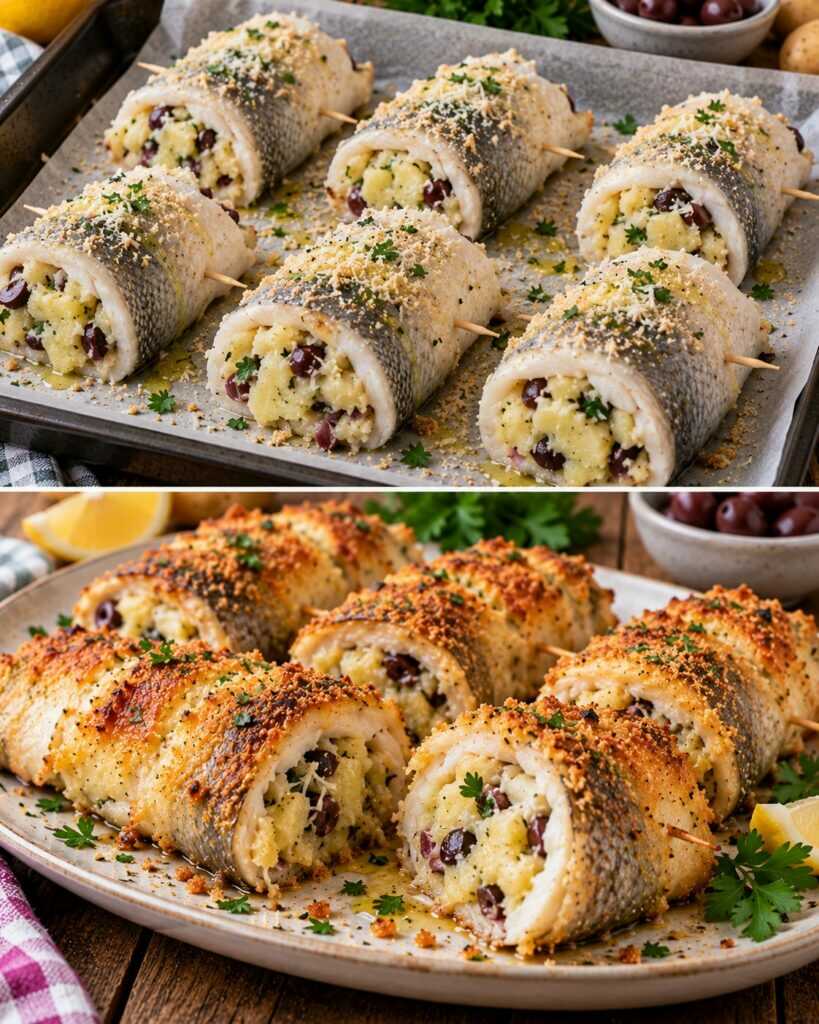 Cannoli Croccanti di Branzino Ripieni di Patate, Olive e Pecorino