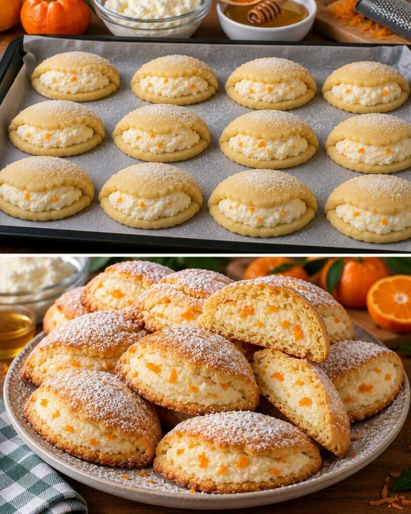 Biscotti Ripieni di Ricotta, Miele e Scorza di Mandarino