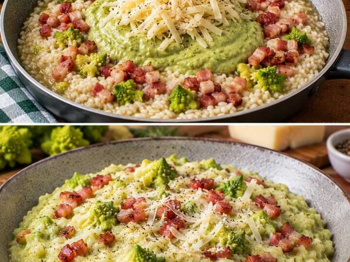 🍚 Risotto alla Crema di Broccolo Romanesco con Pancetta e Caciocavallo