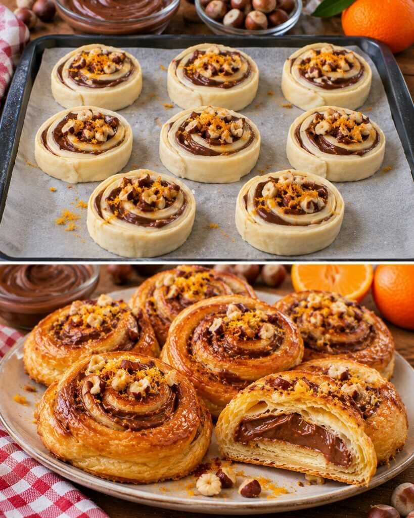 Girelle Sfogliate con Crema al Gianduia e Scorza di Clementina
