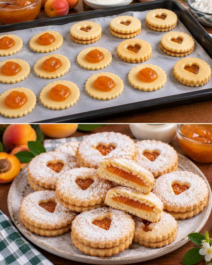Biscotti Ripieni di Confettura di Albicocche con Frolla allo Yogurt