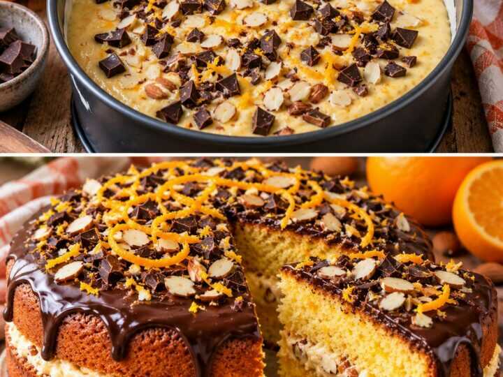 Torta Soffice all’Arancia con Crema di Mandorle e Cioccolato Fondente
