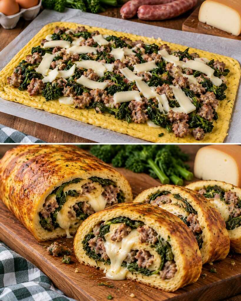 Frittata Arrotolata con Salsiccia, Friarielli e Scamorza