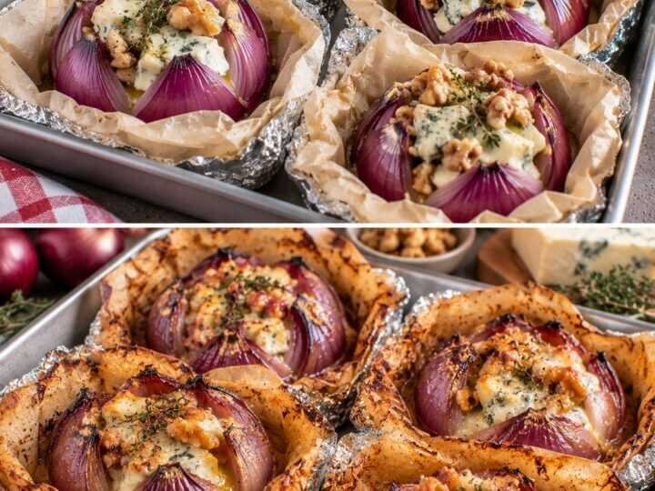 Cipolle Rosse al Cartoccio con Gorgonzola, Timo e Noci