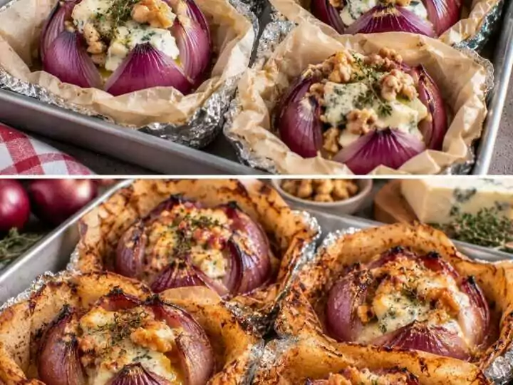 Cipolle Rosse al Cartoccio con Gorgonzola, Timo e Noci
