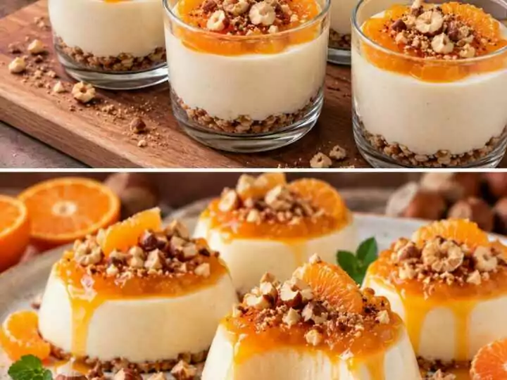 🍊 Panna Cotta alla Ricotta con Salsa al Mandarino e Croccante di Nocciole