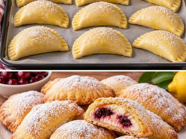 Panzerotti Dolci al Forno con Ricotta, Amarene e Scorza di Limone