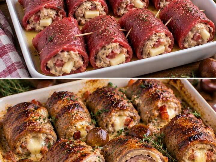 Involtini di Manzo con Crema di Castagne, Pancetta e Provolone