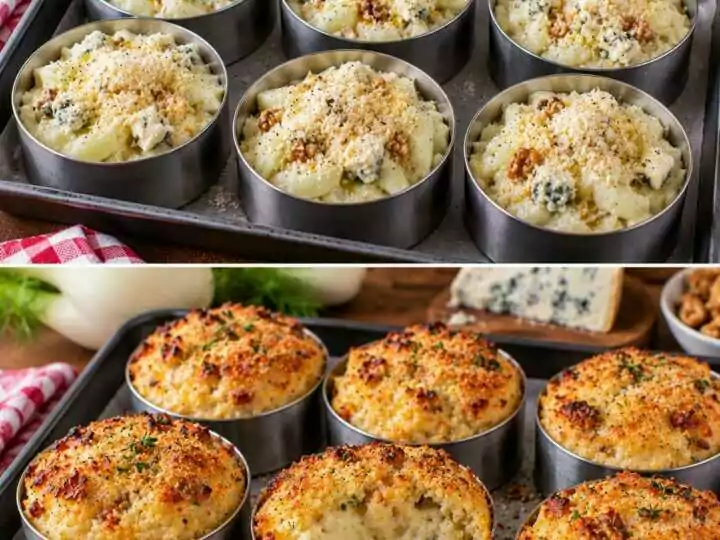Mini Sformati di Finocchi con Gorgonzola, Noci e Crosta Dorata