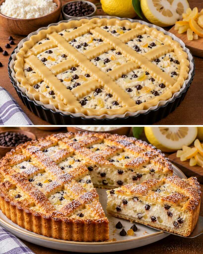 Crostata alla Ricotta di Pecora con Gocce di Cioccolato e Scorza di Cedro